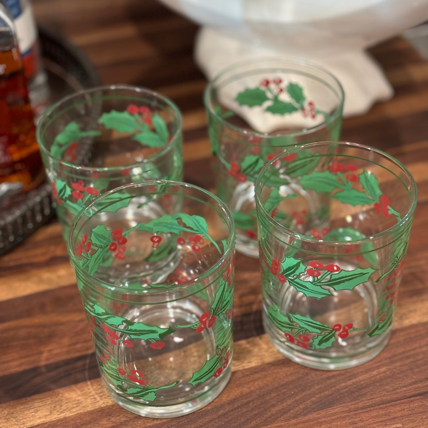 Vintage Holly Glass Tumblers