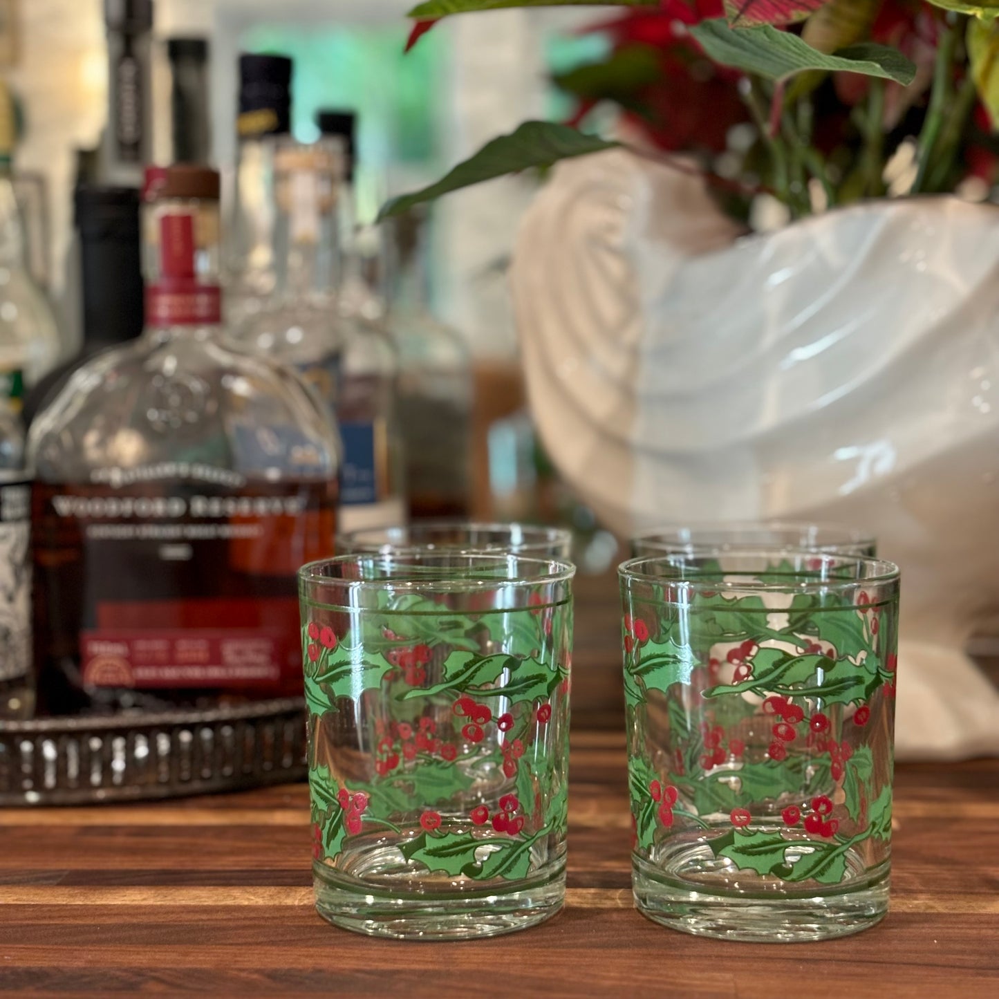 Vintage Holly Glass Tumblers