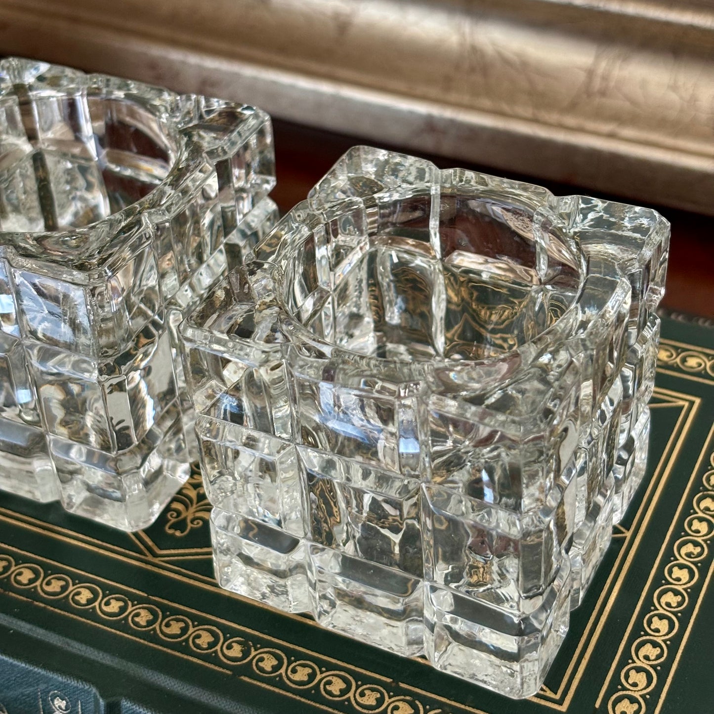 Pair of Square Glass Candle Holders