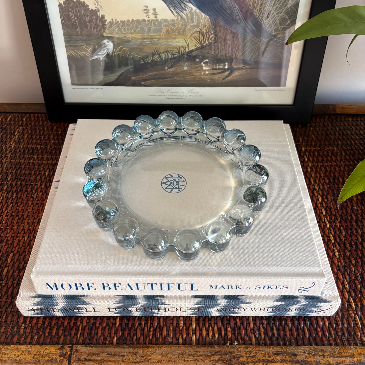 Blue Bubble Glass Dish