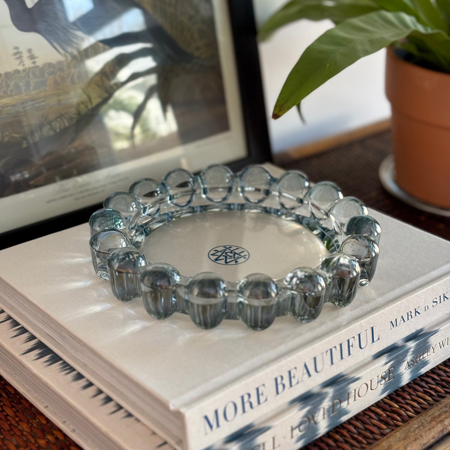 Blue Bubble Glass Dish