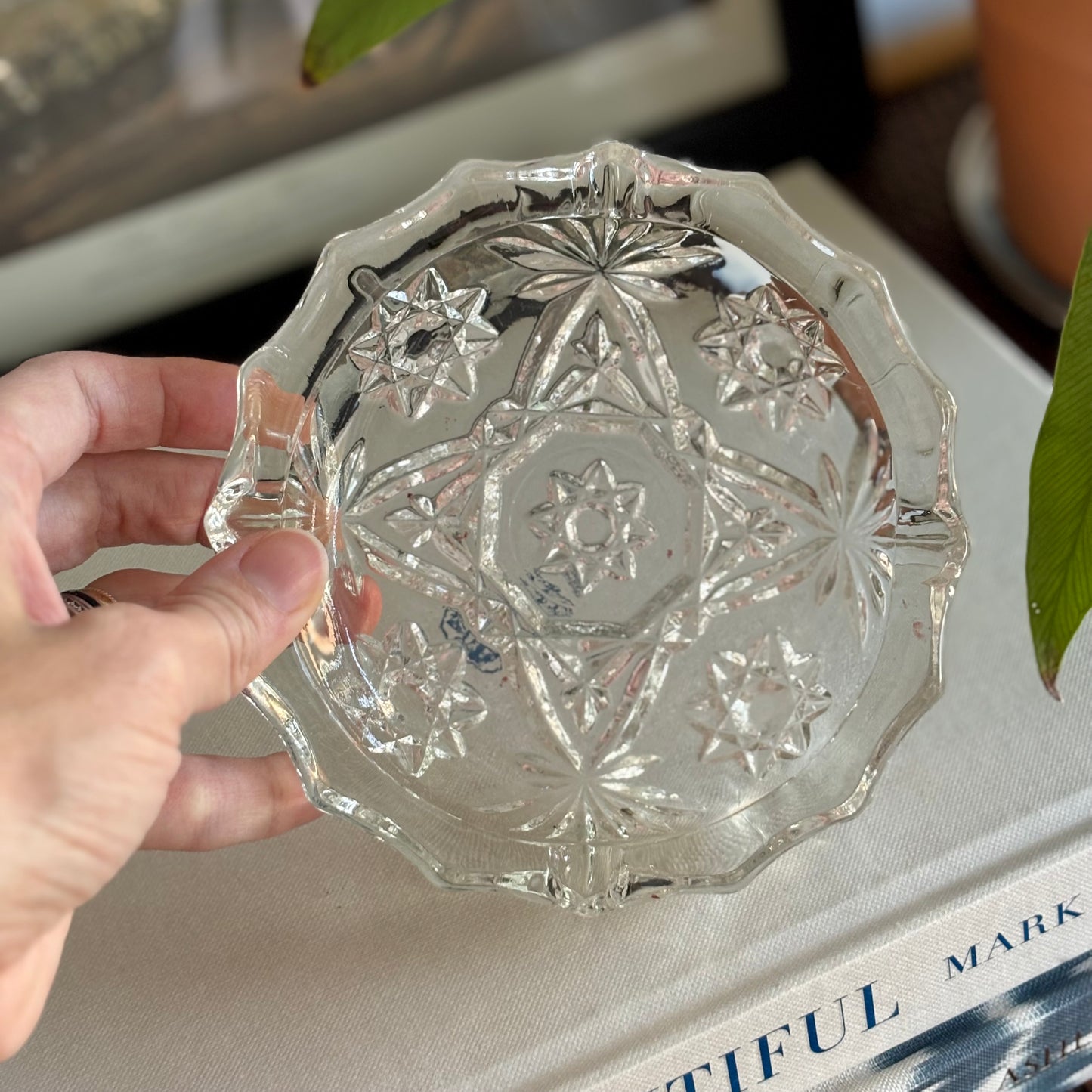 Clear Glass Star of David Dish