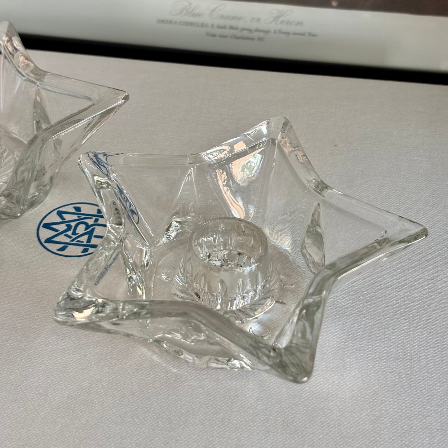 Pair of Vintage Glass Star Candle Holders