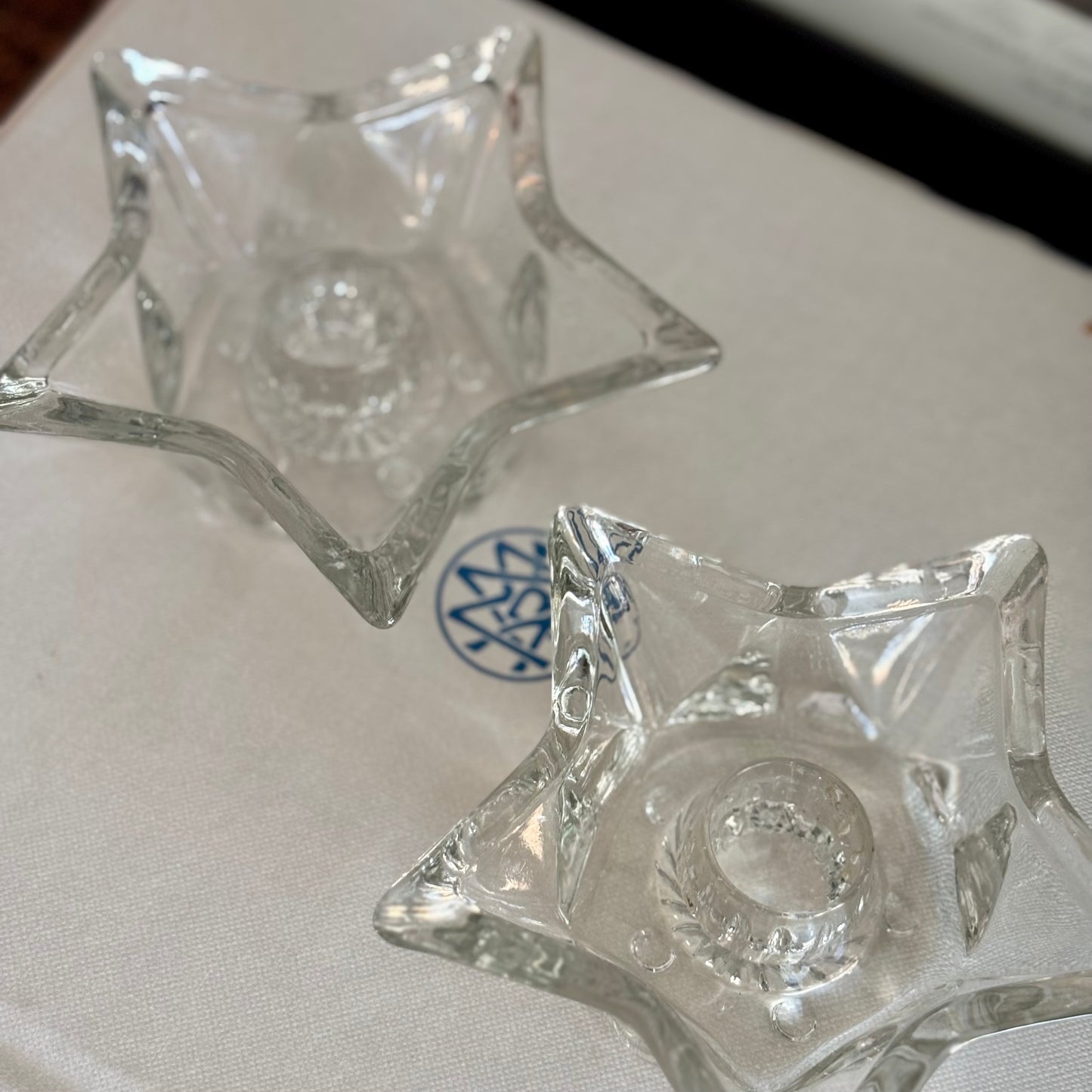 Pair of Vintage Glass Star Candle Holders