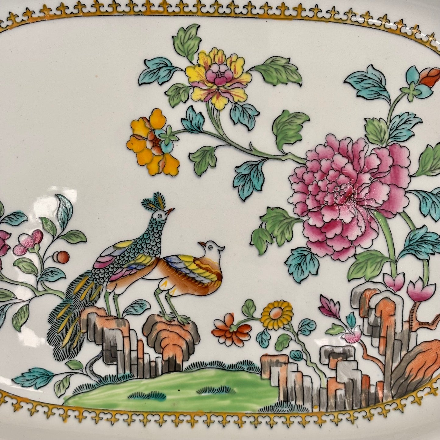 Peacock and Peony Platter