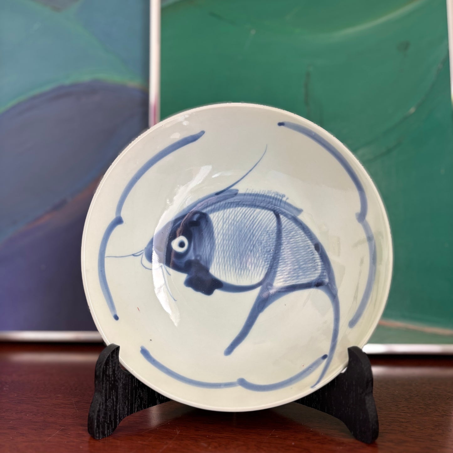 Set of 4 Vintage Blue and White Fish Bowls