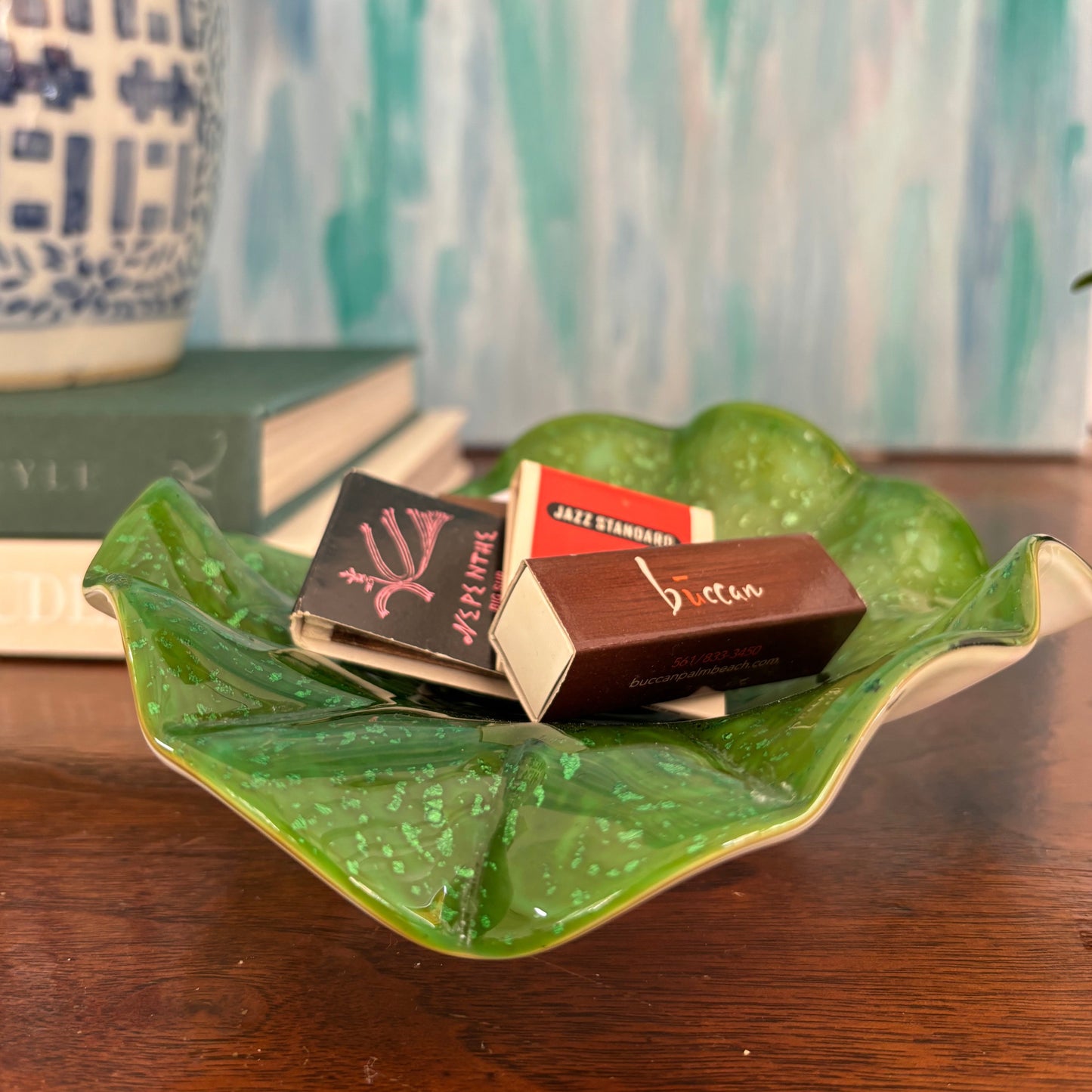 Vintage Green Milk Glass Bowl