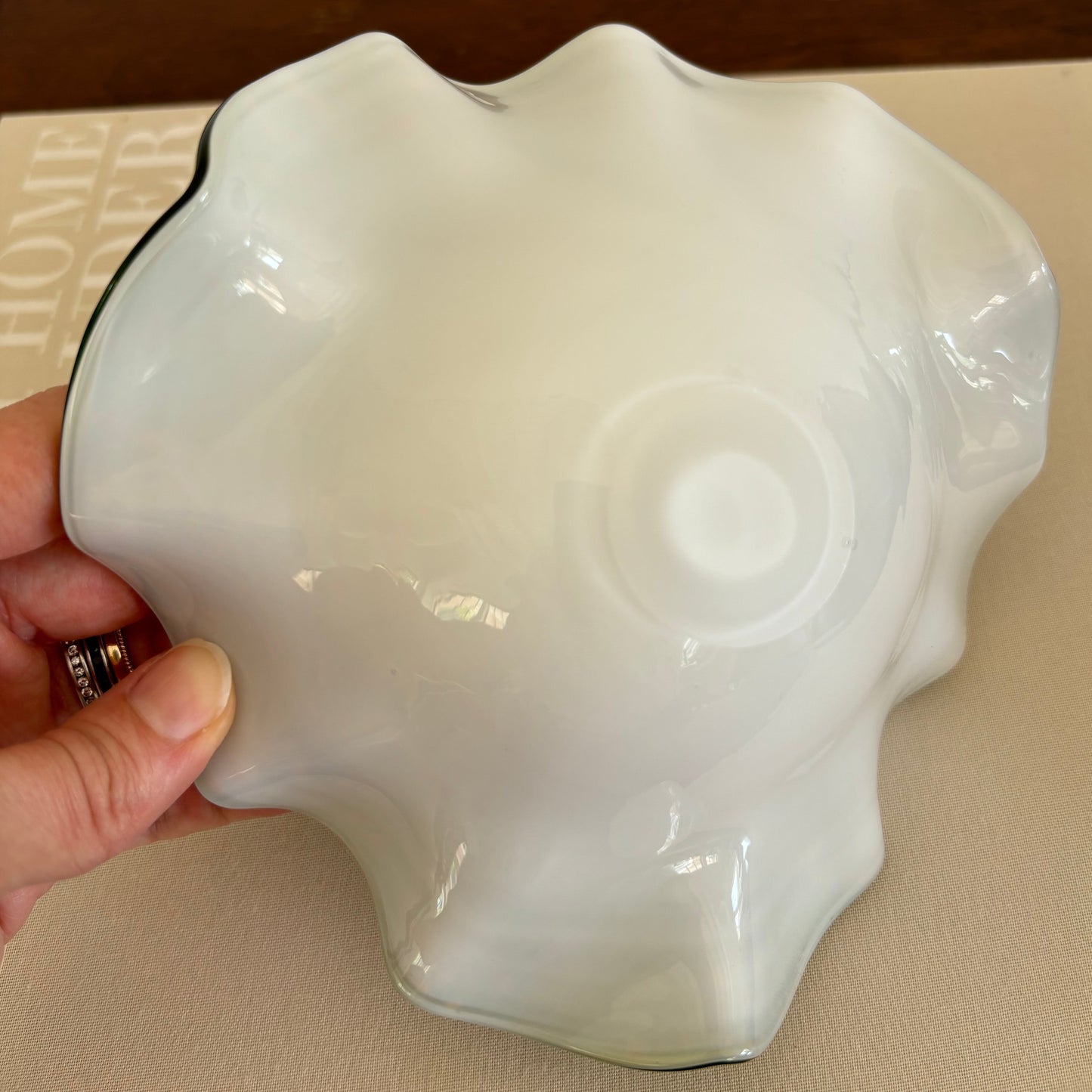 Vintage Green Milk Glass Bowl