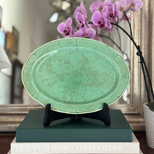 Vintage Green Pottery Platter