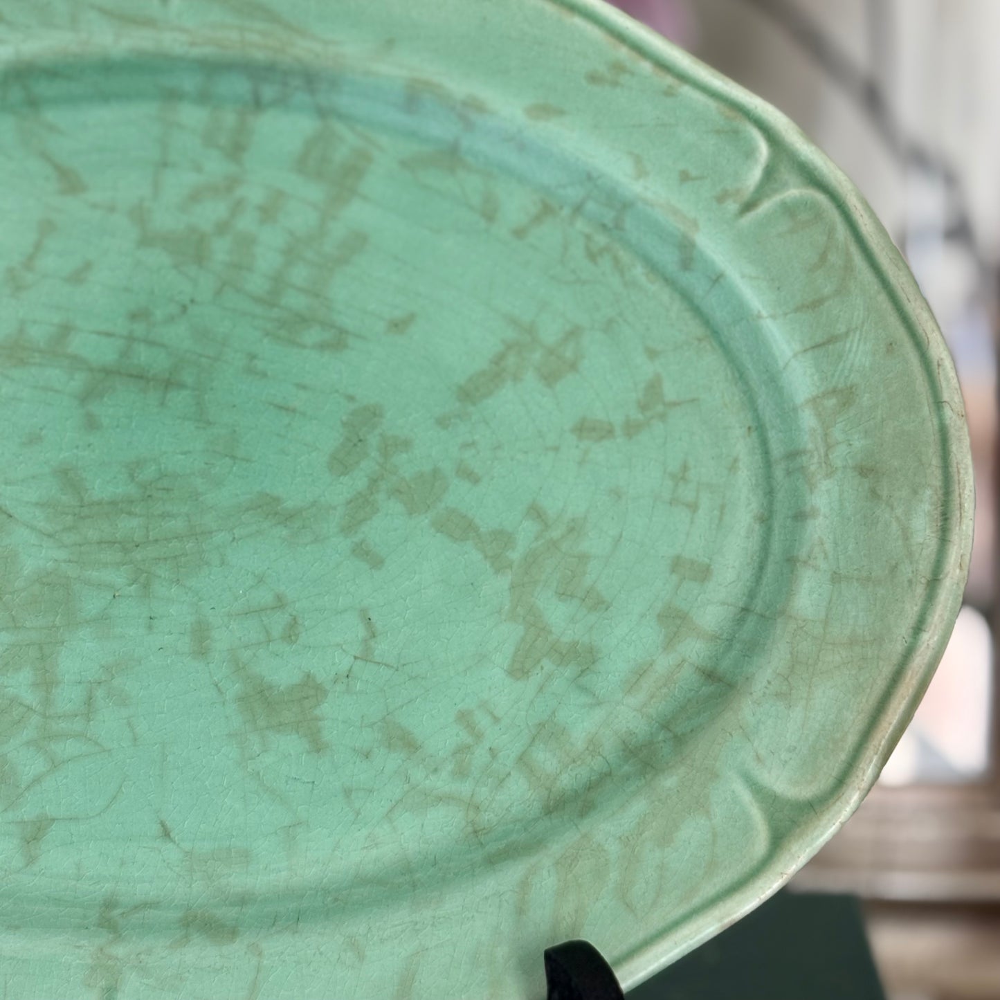 Vintage Green Pottery Platter