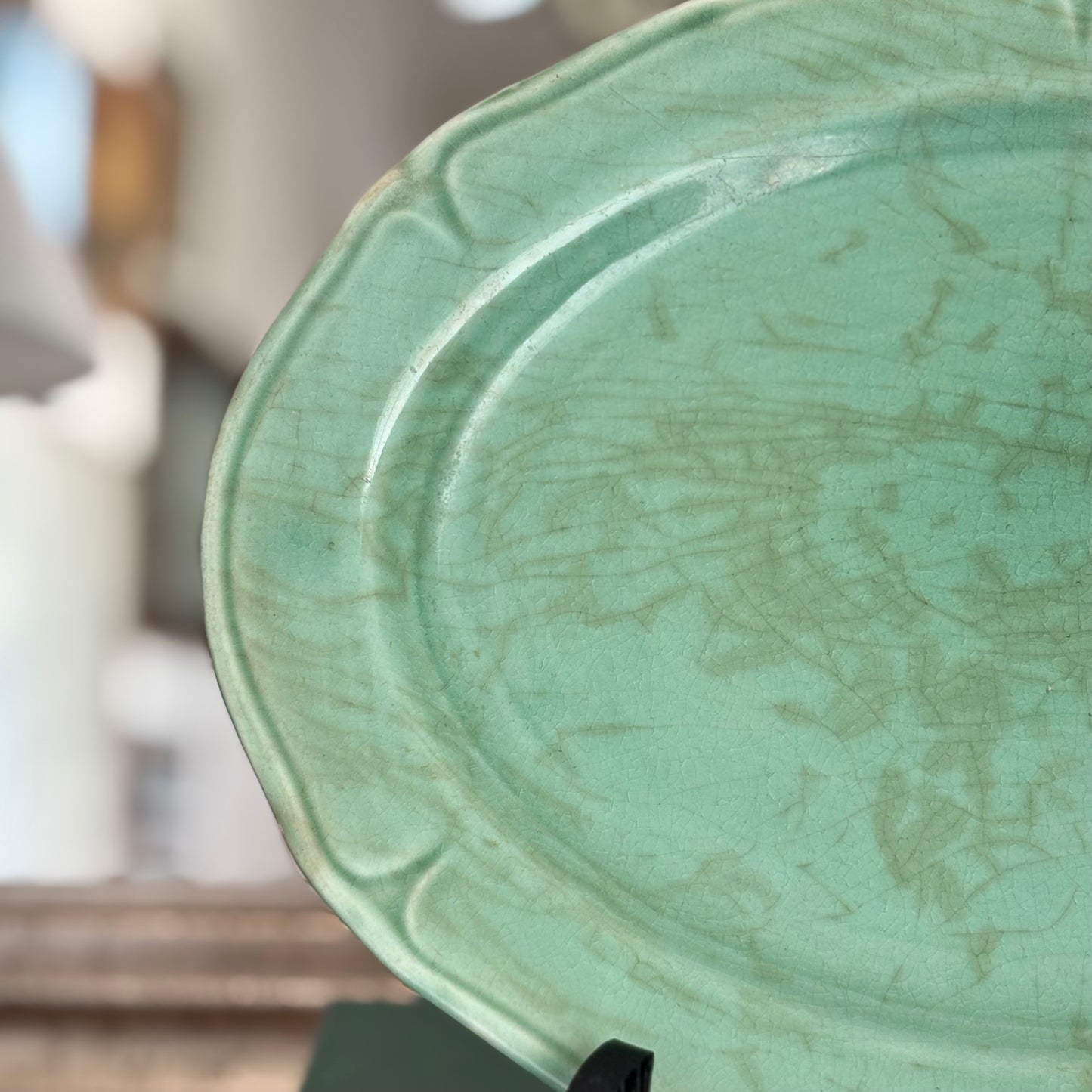Vintage Green Pottery Platter