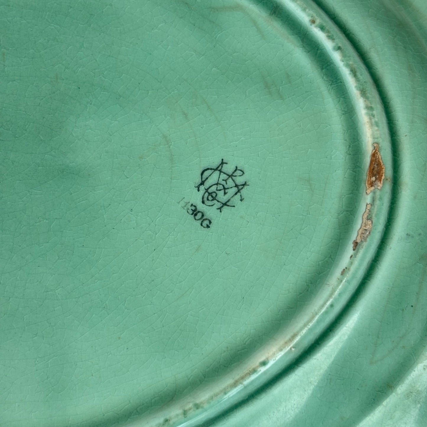 Vintage Green Pottery Platter