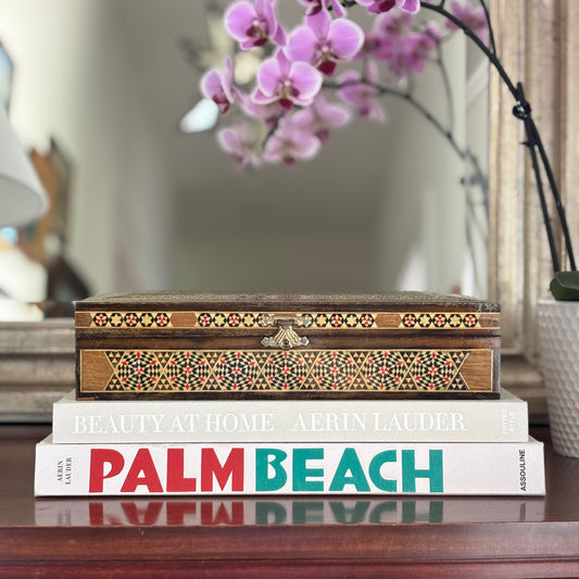 Vintage Wood Mosaic Tissue Box