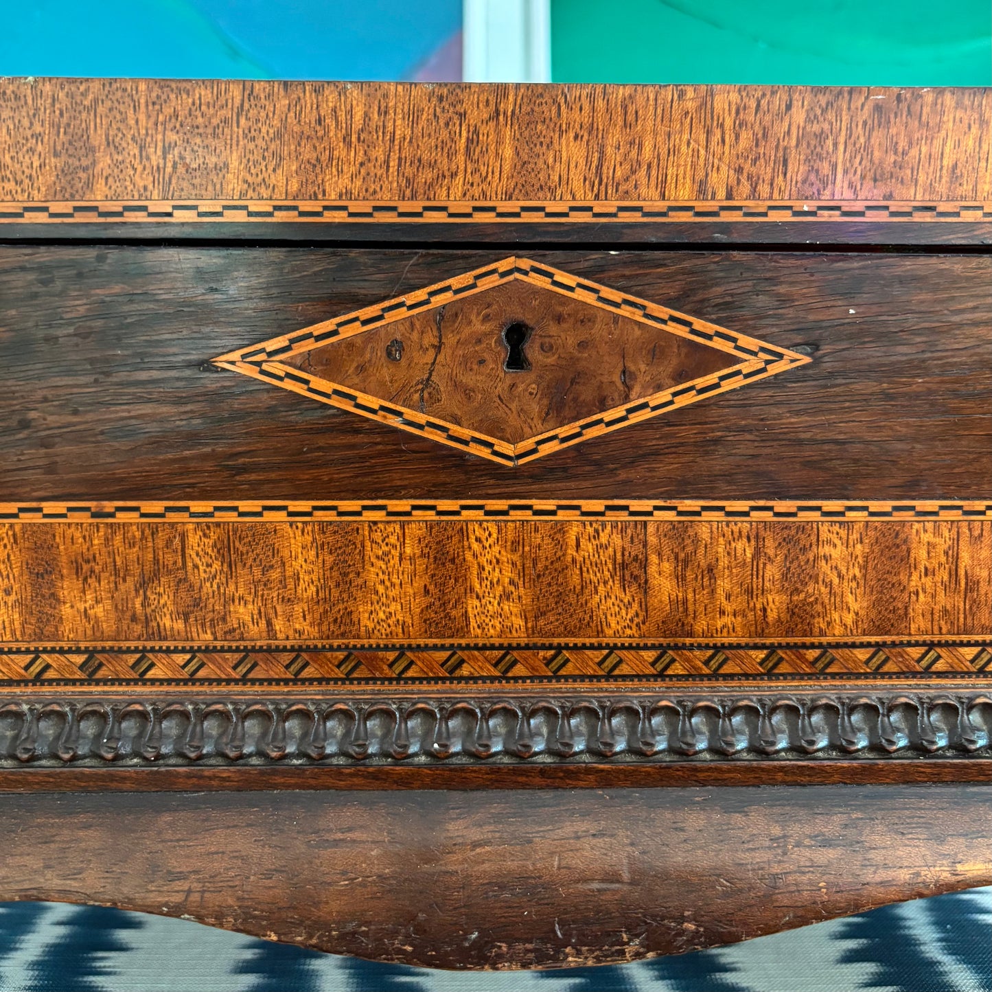 Vintage Wood Inlay Footed Box