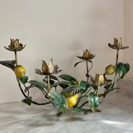 Vintage Lemon Tole Candelabra