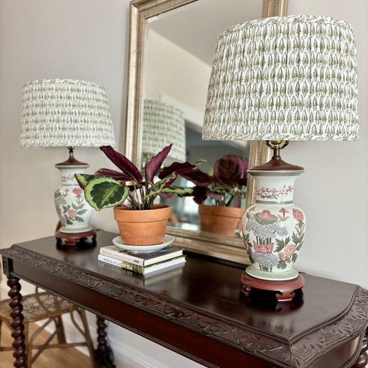 Pair of Chinoiserie Lotus Lamps