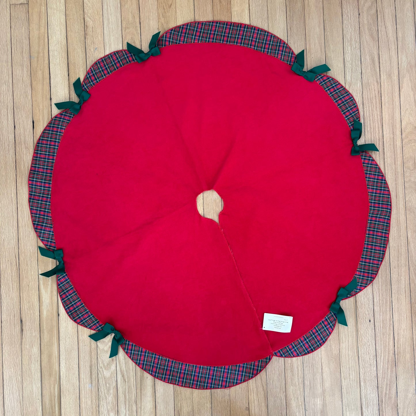 Vintage Red Corduroy and Plaid Tree Skirt