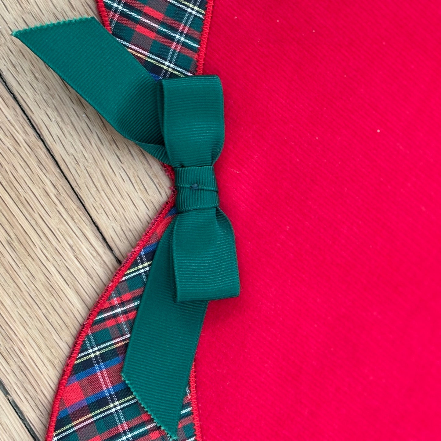 Vintage Red Corduroy and Plaid Tree Skirt