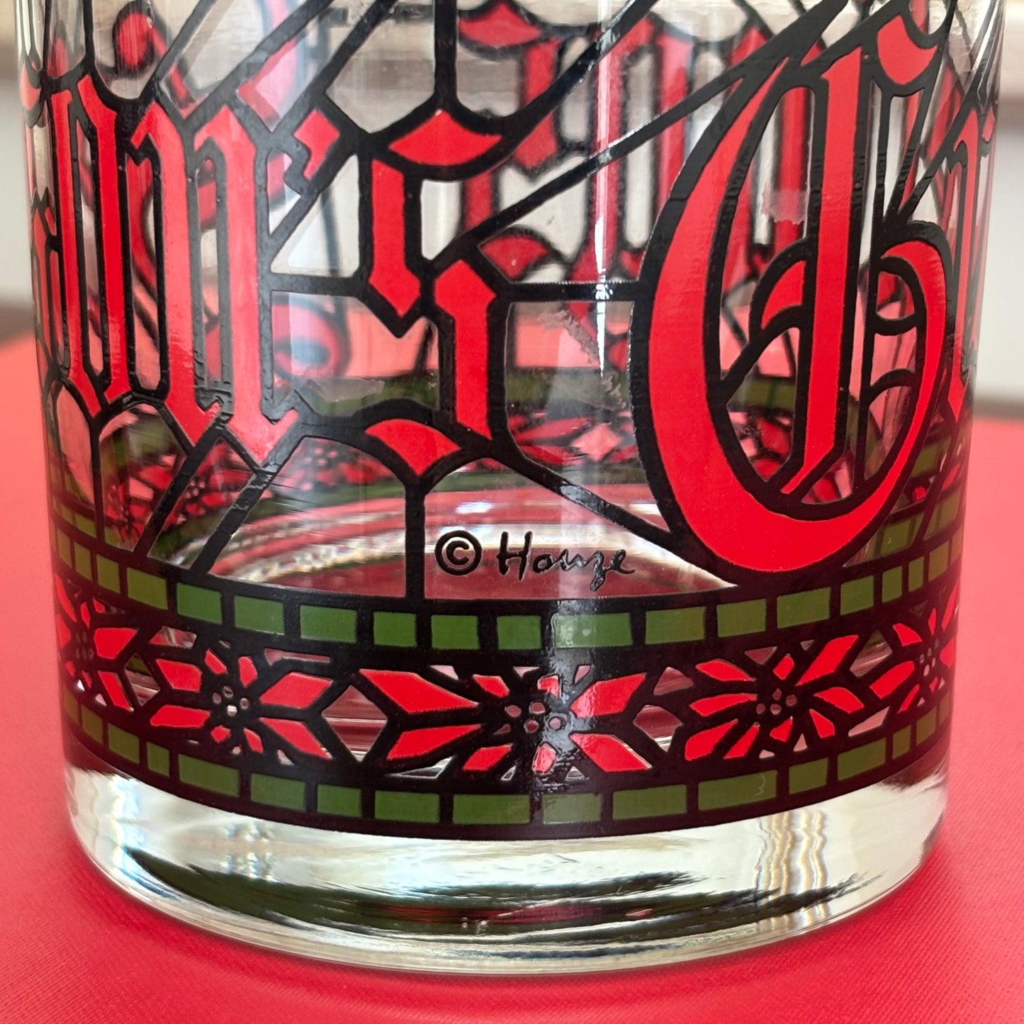Vintage Season's Greetings Stained Glass Tumblers