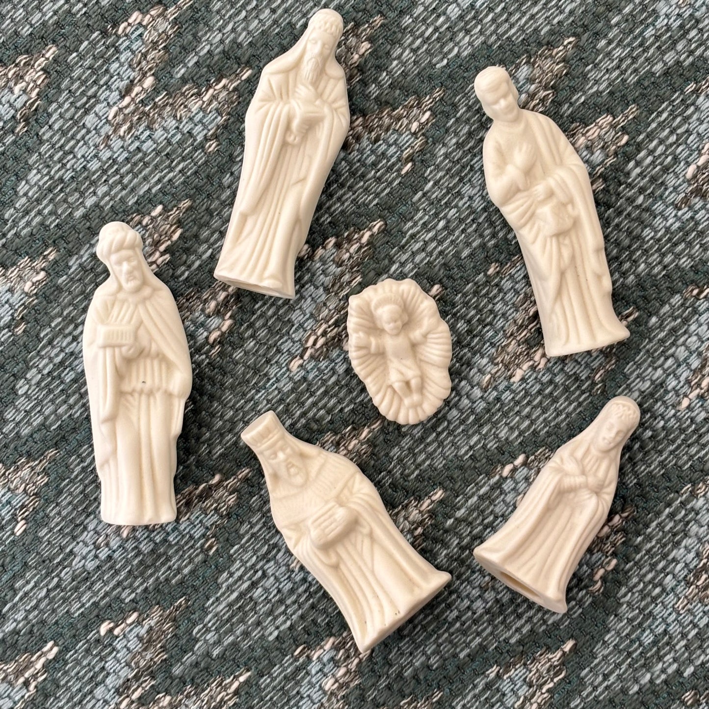 Vintage Six Piece White Nativity Set