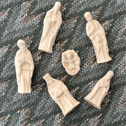 Vintage Six Piece White Nativity Set