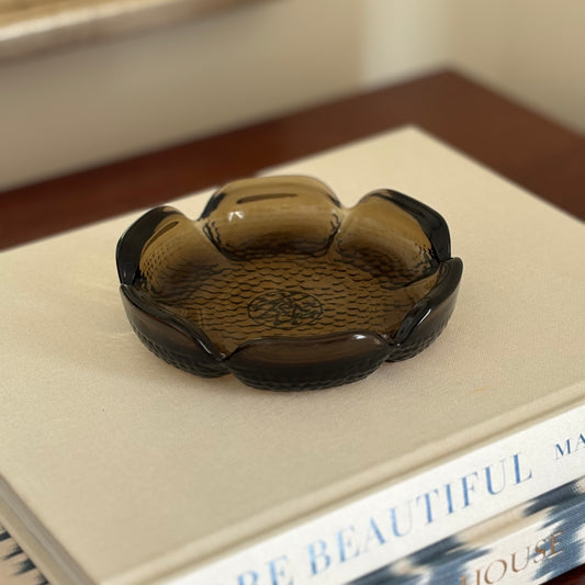 Vintage Brown Glass Scalloped Dish