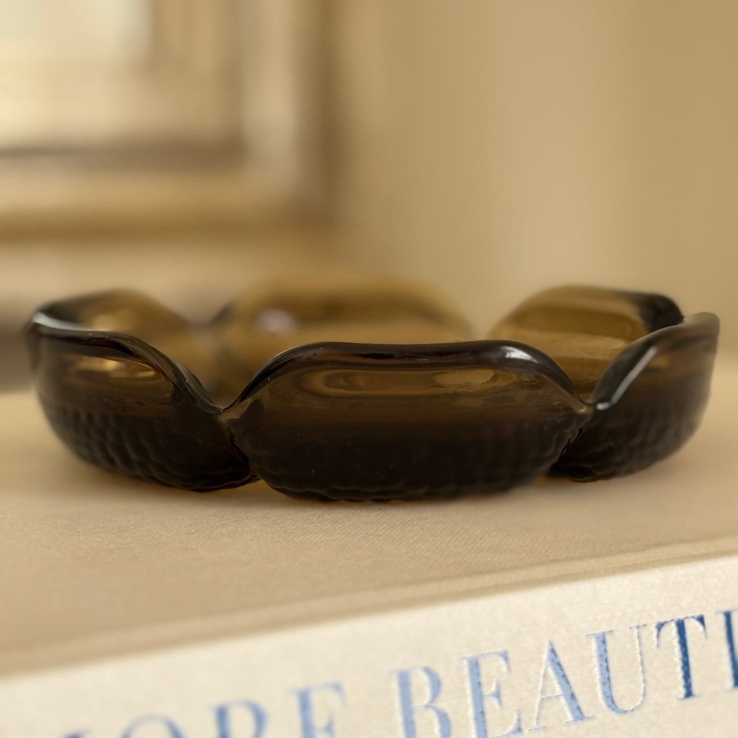 Vintage Brown Glass Scalloped Dish