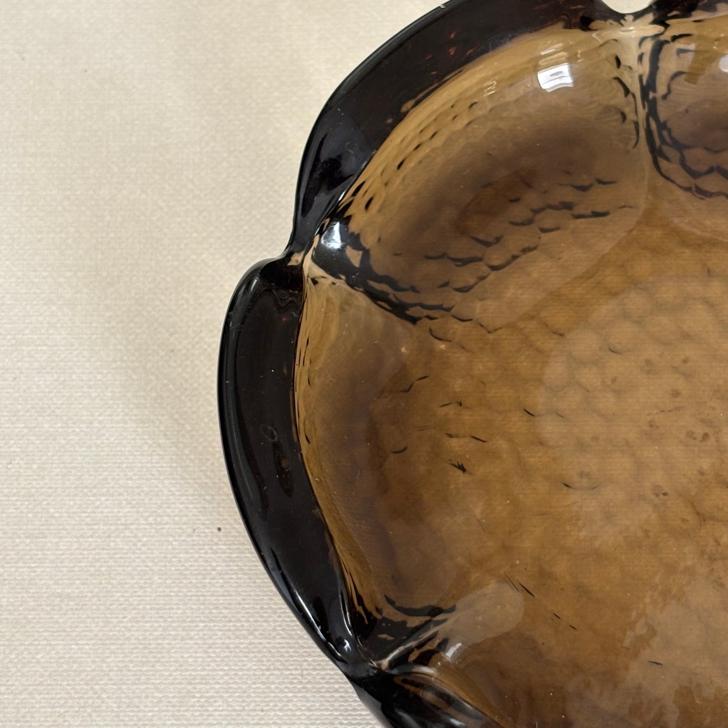 Vintage Brown Glass Scalloped Dish