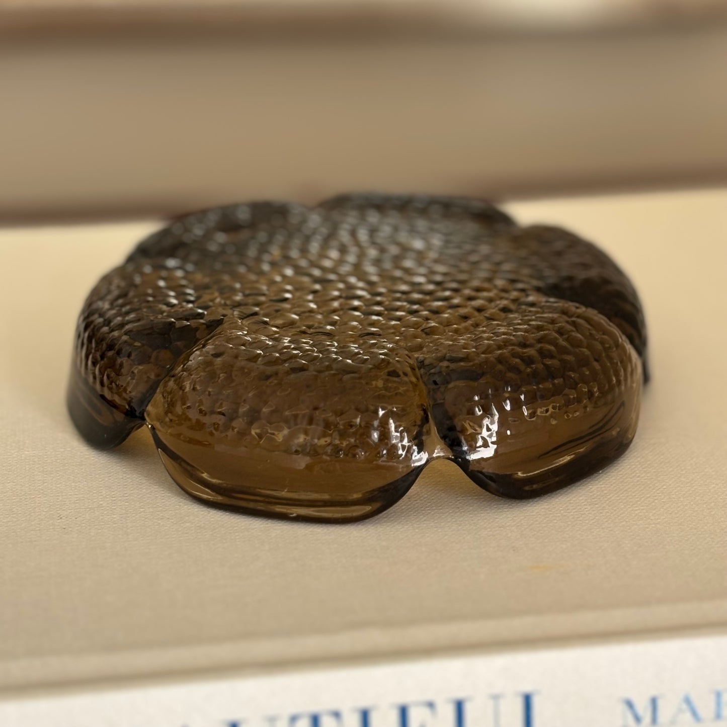 Vintage Brown Glass Scalloped Dish