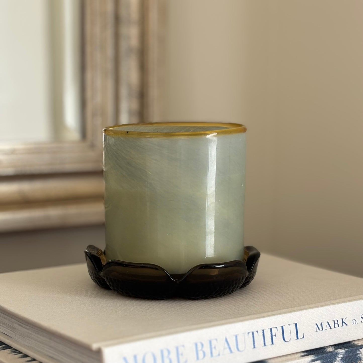 Vintage Brown Glass Scalloped Dish