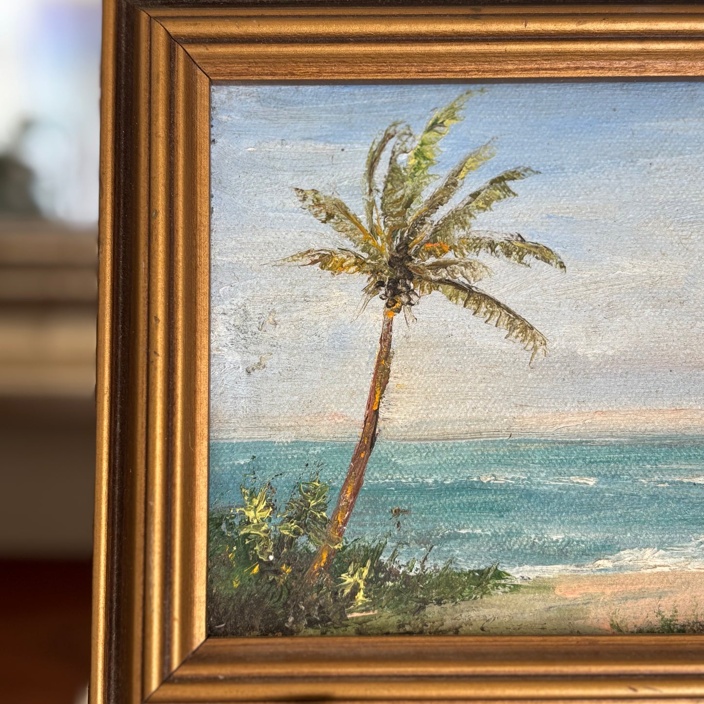 Vintage Framed Beach Painting