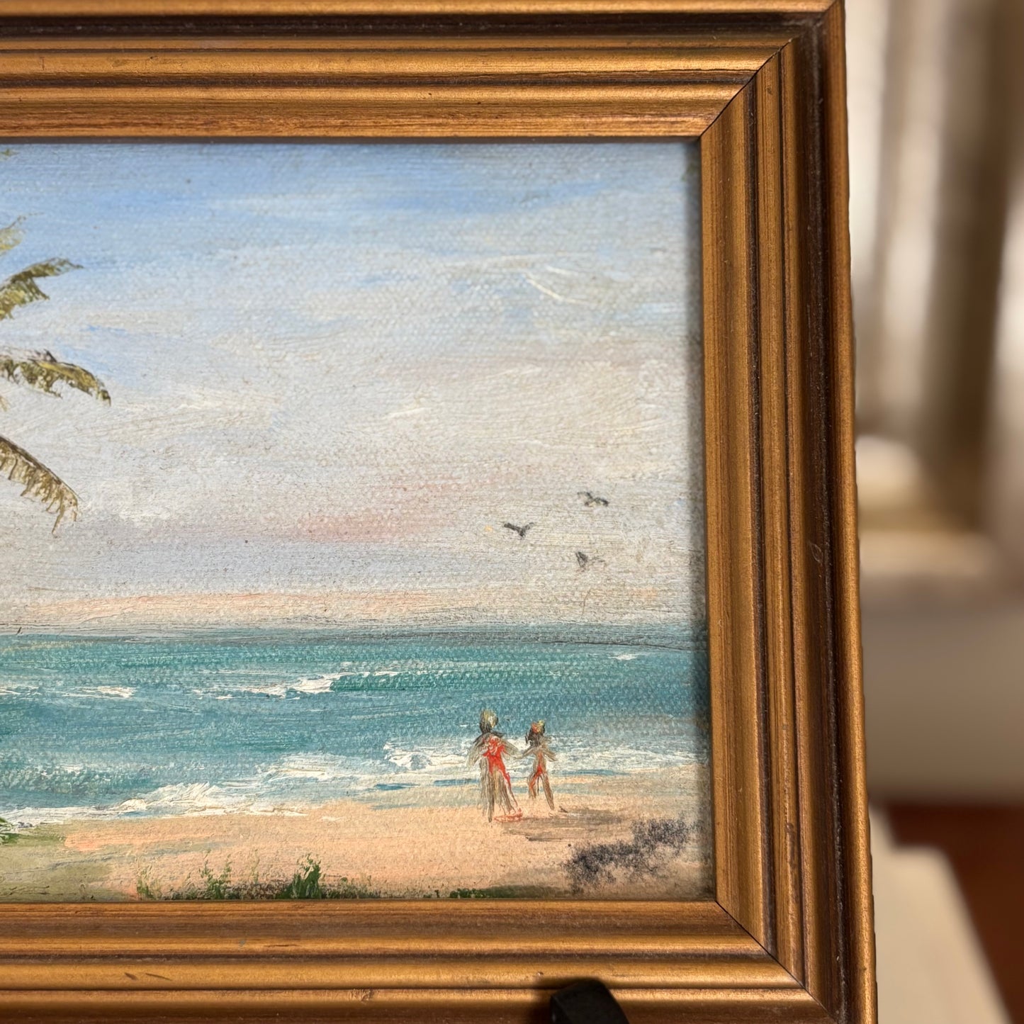 Vintage Framed Beach Painting