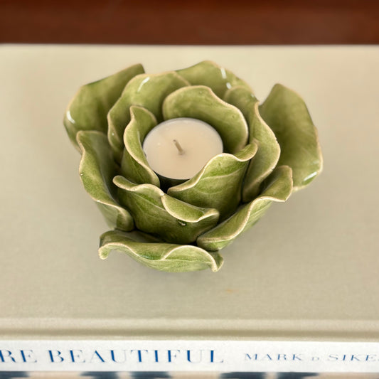 Ceramic Cabbage Leaf Candle Holder