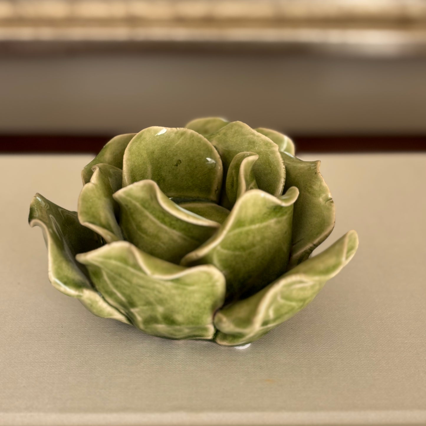 Ceramic Cabbage Leaf Candle Holder