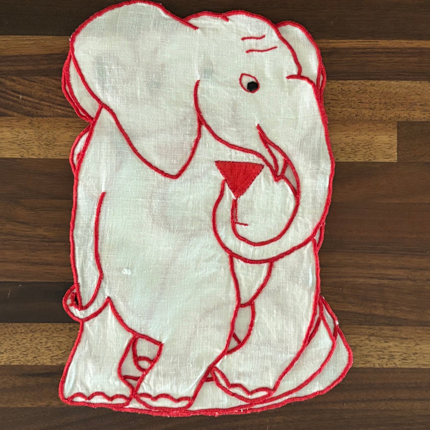 Set of 8 Vintage Elephant Linen Cocktail Napkins